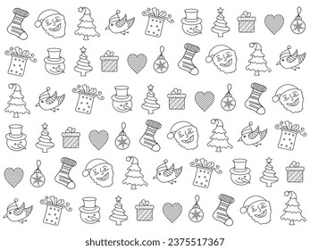 Iconos de Navidad establecidos. Ilustraciones vectoriales.