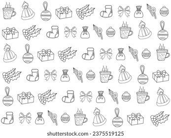 Christmas icons set. Vector illustrations.