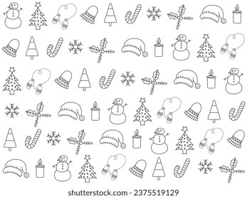 Christmas icons set. Vector illustrations.