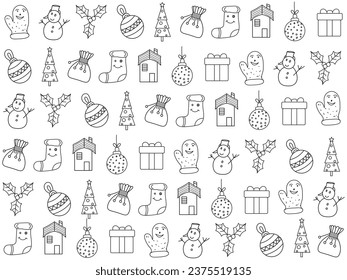 Christmas icons set. Vector illustrations.