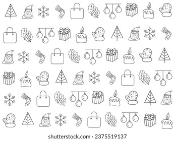 Christmas icons set. Vector illustrations.