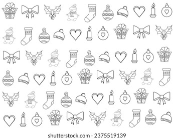 Christmas icons set. Vector illustrations.