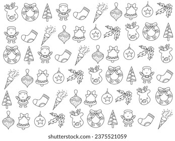 Christmas icons set. Vector illustrations.