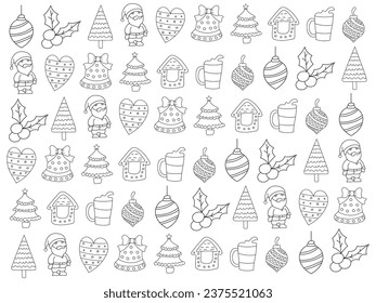 Christmas icons set. Vector illustrations.