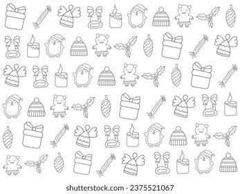 Christmas icons set. Vector illustrations.