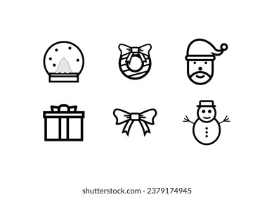 Christmas icons set. Vector illustrations.