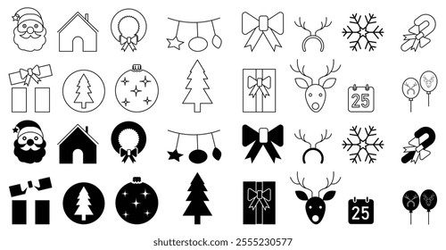Christmas icons set - vector illustrations