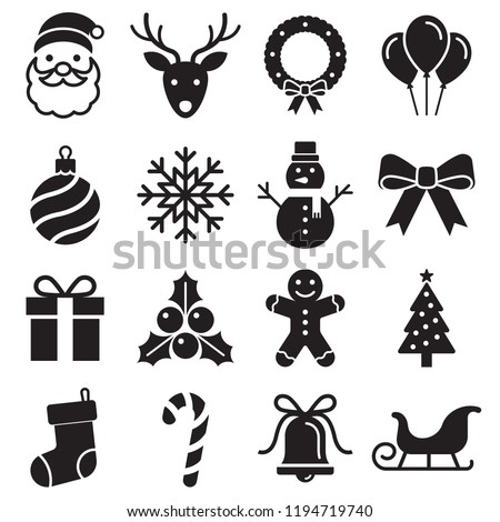 Christmas icons set. Vector illustrations.
