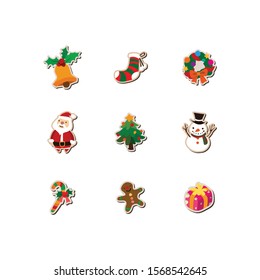 Christmas icons set vector on white background