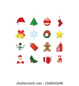 Christmas icons set vector on white background