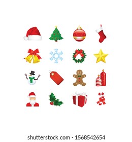 Christmas icons set vector on white background