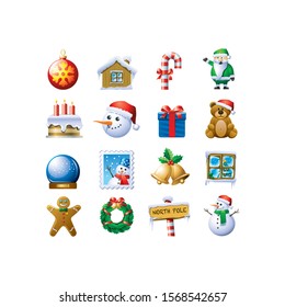 Christmas icons set vector on white background