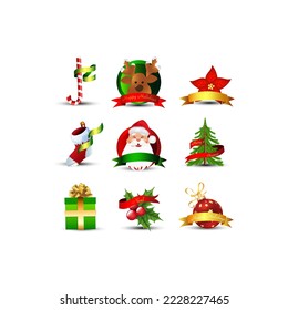 Christmas icons set vector on a white background