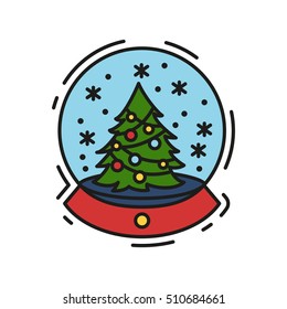 Christmas Icons set, vector outline and colour color illustrations