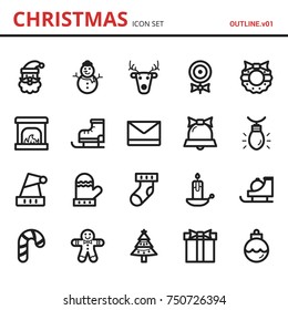 christmas icons set with white background. outline icon collection. vector illustration 