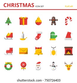 christmas icons set with white background. flat icon collection. vector illustration 