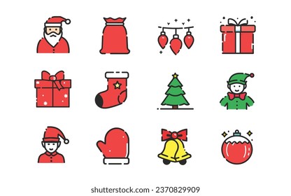 Christmas icons set. Winter house decoration.