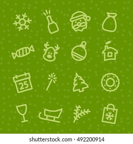 Christmas icons set. Xmas and winter holidays vector elements. Flat design