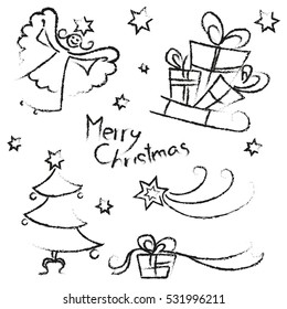 Christmas icons set.Vector. Calligraphic