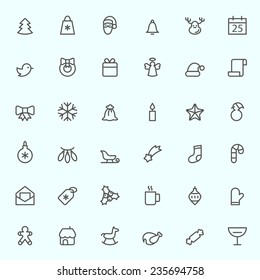 Christmas icons, simple and thin line design