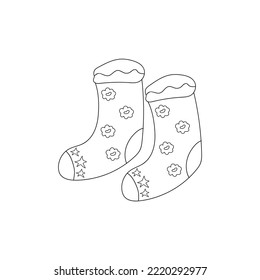 Christmas icons socks. Vector illustrations.