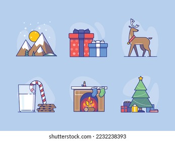 Christmas Icons stickers logo illustrations