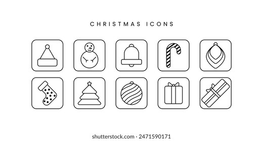Christmas icons symbols, Merry Christmas, Collection