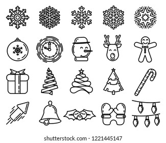 Christmas icons. Christmas tree set. Vector gift box illustration isolated. Merry christmas.