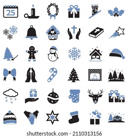 Christmas Icons. Two Tone Flat Design. Vector Illustration.
