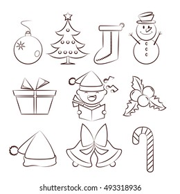 Christmas icons, vector collection