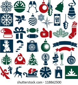 Christmas icons vector collection. Christmas attributes set.