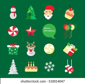 Christmas icons. Vector illustration.