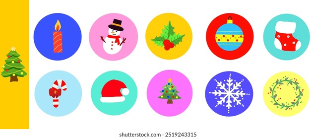 Christmas icons vector on white background
