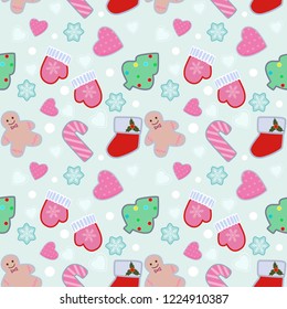 christmas icons vector seamless pattern