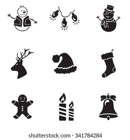 Christmas icons. Vector set black .
EPS-10 (non transparent elements,non gradient)