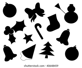 Christmas icons vector silhouettes