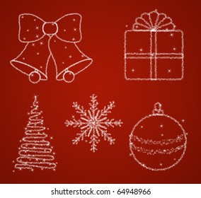 Christmas icons vector silhouettes