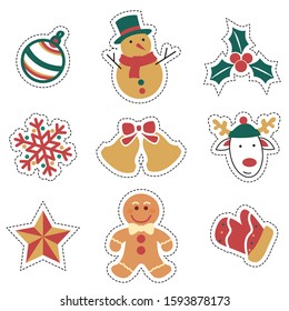 Christmas Icons Vector Winter Icon Set Christmas decoration in flat design, isolated on white background. Collection illustration.