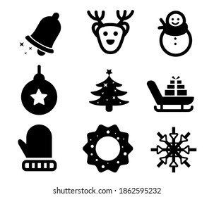 Christmas icons with White Background.
