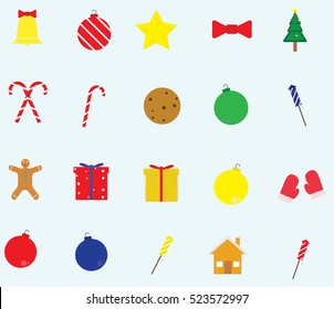 Christmas Icons with White Background