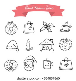 Christmas Icons with White Background vector illustration
