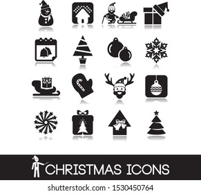 Christmas icons. Winter themed illustration.