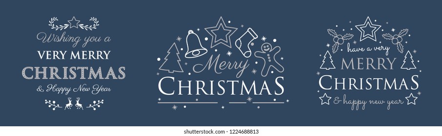 Christmas icons with wishes. Vector. 