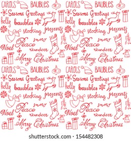 Christmas icons and words seamless pattern