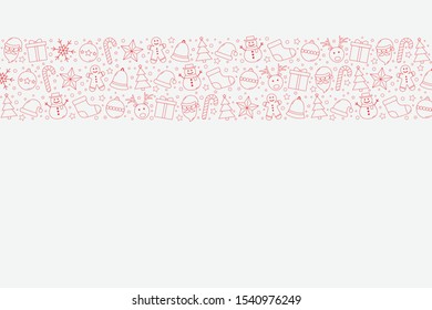 Christmas icons. Xmas background with decoration and copyspace. Vector