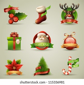 Christmas Icons/Objects Collection. Detailed vector illustration.