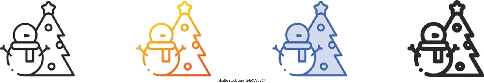 christmas icon.Thin Linear, Gradient, Blue Stroke and bold Style Design Isolated On White Background