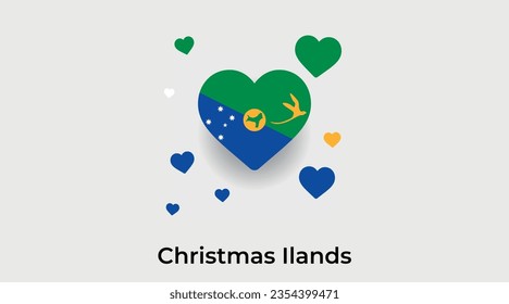Christmas Ilands flag heart shape country icon vector illustration