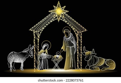 Christmas illumination with Holy Family