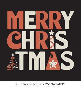 christmas illusteation typography t shirt design